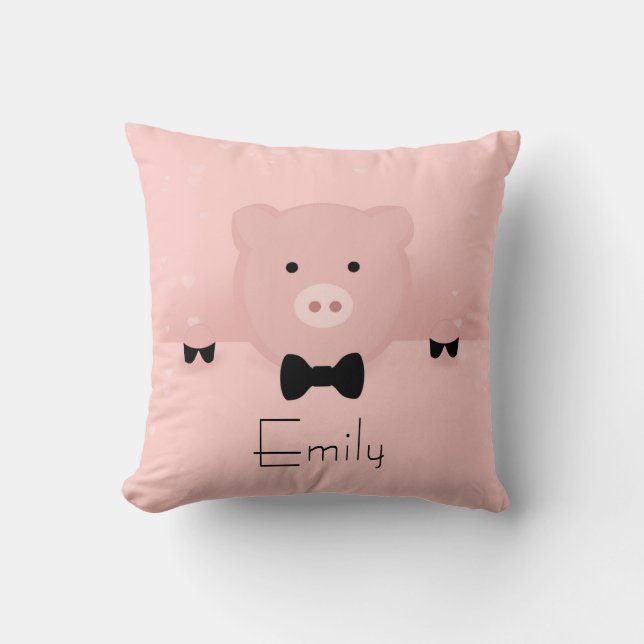 Coussin Whimsical pink pig cute Farm Animal (Recto)