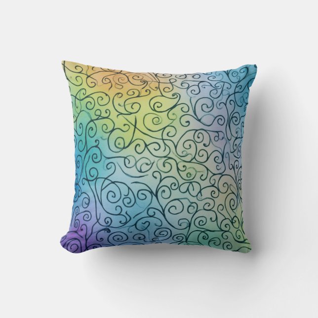 Coussin Whimsical Rainbow Motif Abstrait coloré (Recto)