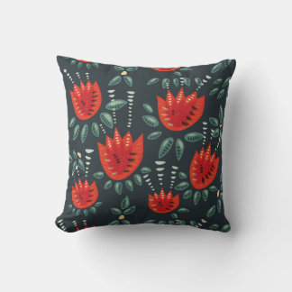 Coussin Whimsical Red Tulips Floral Art - Printemps Abstra