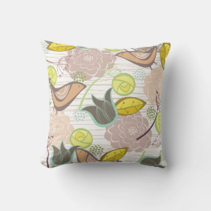 Coussin Whimsical rose doux Oiseaux Floral Jardin Cushion 