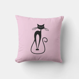 Coussin Whimsical Skinny Chat noir rose Solide côté