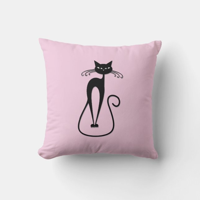 Coussin Whimsical Skinny Chat noir rose Solide côté (Recto)