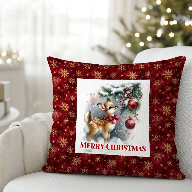 Coussin Whimsical snowy scene baby deer kids room decor  (Whimsical snowy scene baby deer kids room decor (51))