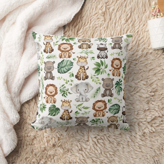 Coussin Whimsical Tropical Jungle Safari Animaux sauvages (Couverture)