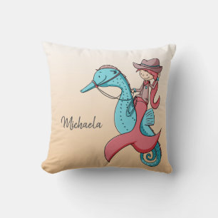 Coussin Whimsical Turquoise Sirène Cowgirl