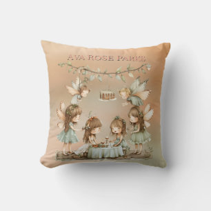 Coussin Whimsical Vintage Fées Fille Anniversaire Cadeau