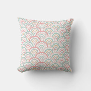 Coussin Whimsical White Rainbows and Hearts Pastel