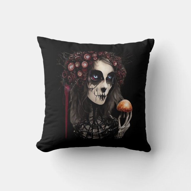 Coussin Whimsigoth - Lunes classiques et jardins hantés (Recto)