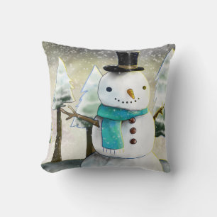 Coussin Whimsman de neige en Dessin de Noël d'hiver