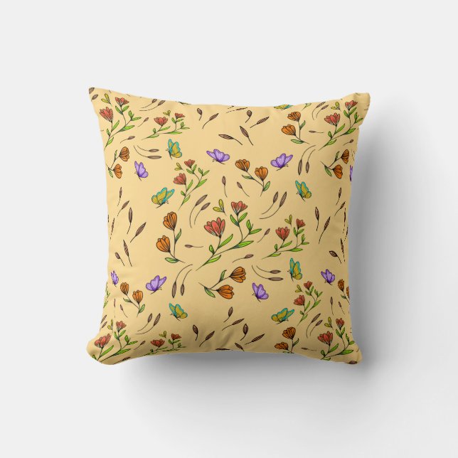Coussin Whimsy Bloom Floral – Hand-Drawn Botanical (Recto)
