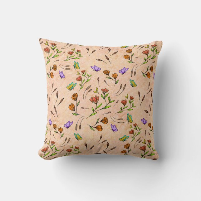 Coussin Whimsy Bloom Floral – Hand-Drawn Botanical (Recto)