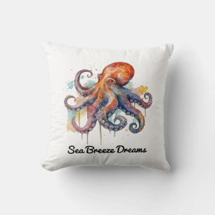 Coussin Whimsy océanique : pieuvre colorée