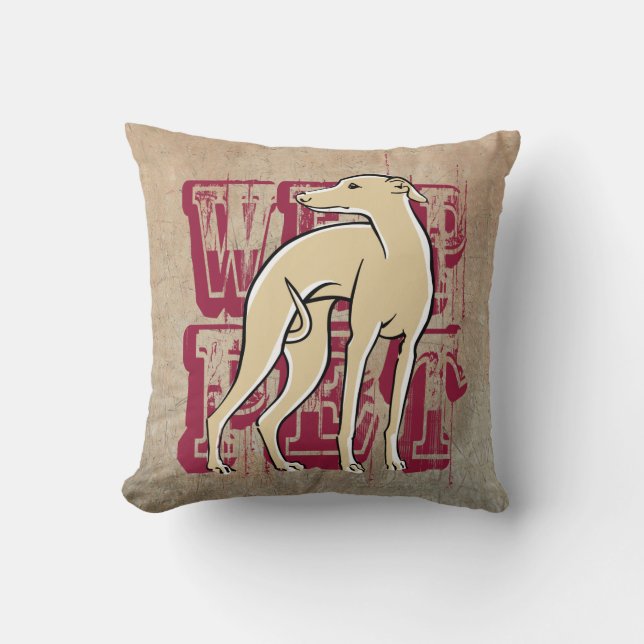 Coussin Whippet bordeau (Recto)