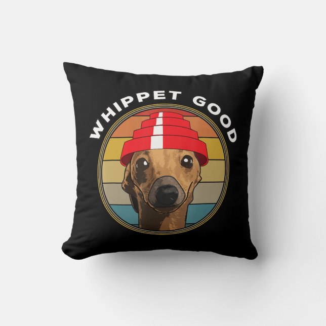 Coussin Whippet Good Funny 80s Music Dog Design (Recto)
