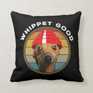 Coussin Whippet Good Funny 80s Music Dog Design