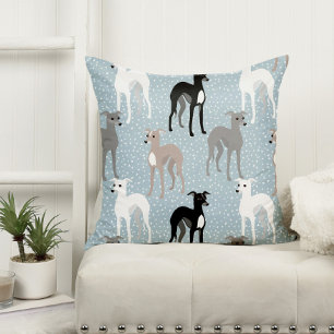 Coussin Whippets or Italian Greyhounds Retro Pattern