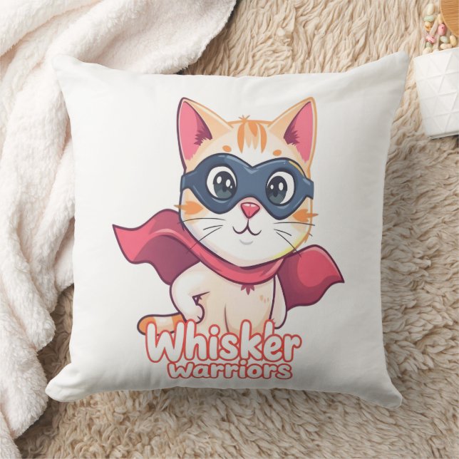 Coussin Whisker Warriors - Pastel Hero Cat (Couverture)