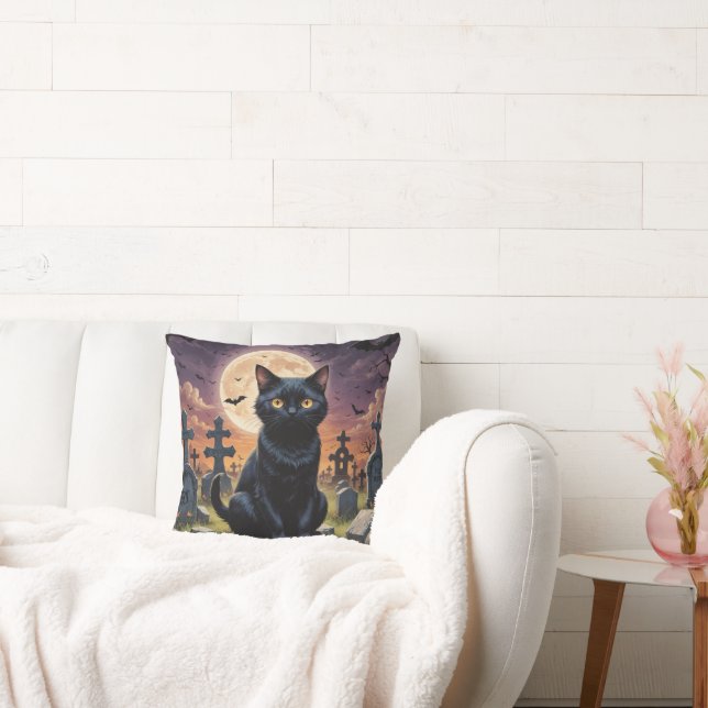 Coussin Whiskers of the Witching Hour - Chat noir (Canapé)