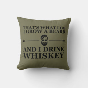 Coussin Whiskey cite avec de drôles de mots barbus