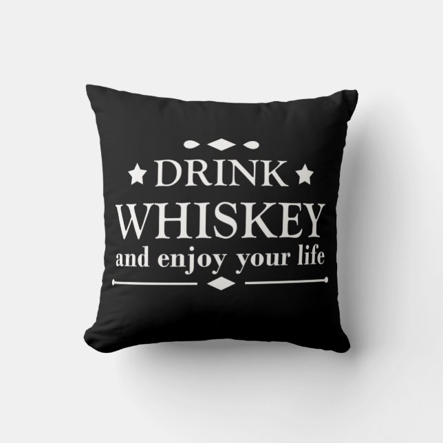 Coussin Whiskey cite d'amusants propos d'alcool (Recto)