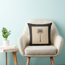 Whisper Fountains Black Palm Cushion