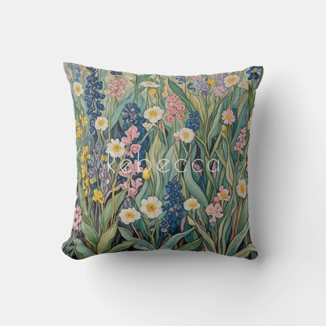 Coussin Whispers de prairie : Pastel Fleurs sauvages (Recto)