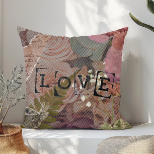 Coussin Whispers of Love : Scrapbook Rose nostalgique