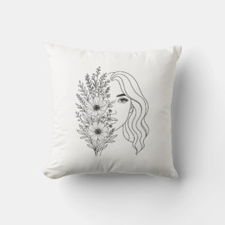 Coussin Whispers of Nature - Beauté féminine en fleurs