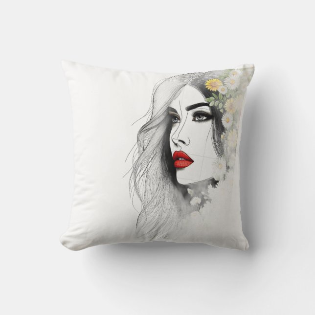 Coussin Whispers of Nature - Beauté féminine en fleurs (Recto)
