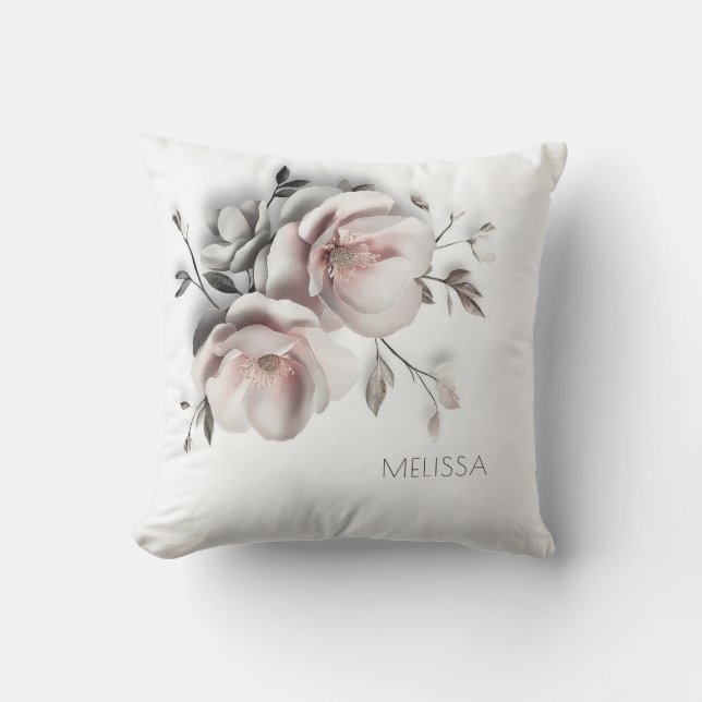 Coussin White Blush 3 D Flower (Recto)