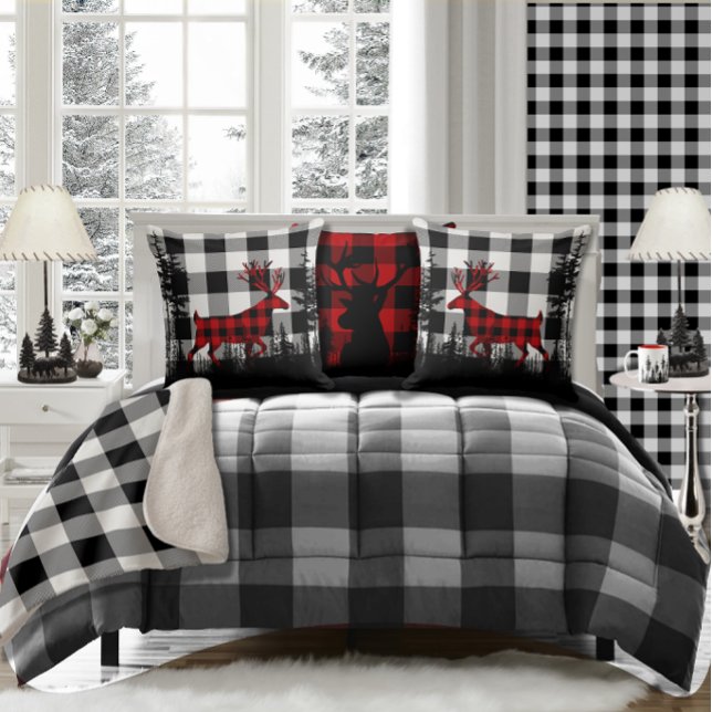 Coussin White Buffalo Plaid Forêt de bois Red BP Stade (Créateur téléchargé)