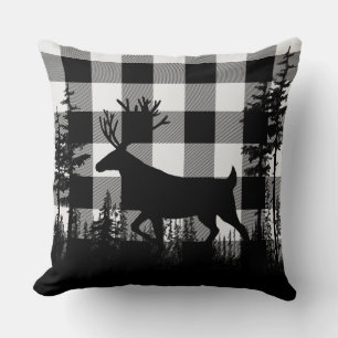 Coussin White Buffalo Plaid Woodland Pine Forest Stade