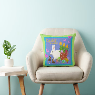 Coussin White Bunny Easter Throw Pillow