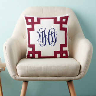 Coussin White Burgund Navy Grèce Key Vine Monogramme do-it