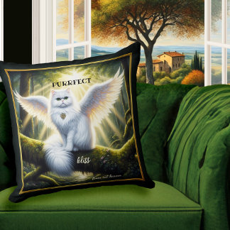 Coussin White Cat Angel Heaveny Bliss