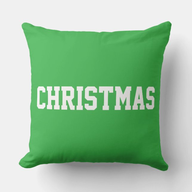 Coussin White CHRISTMAS Bold Text On Festive Bright Green (Recto)