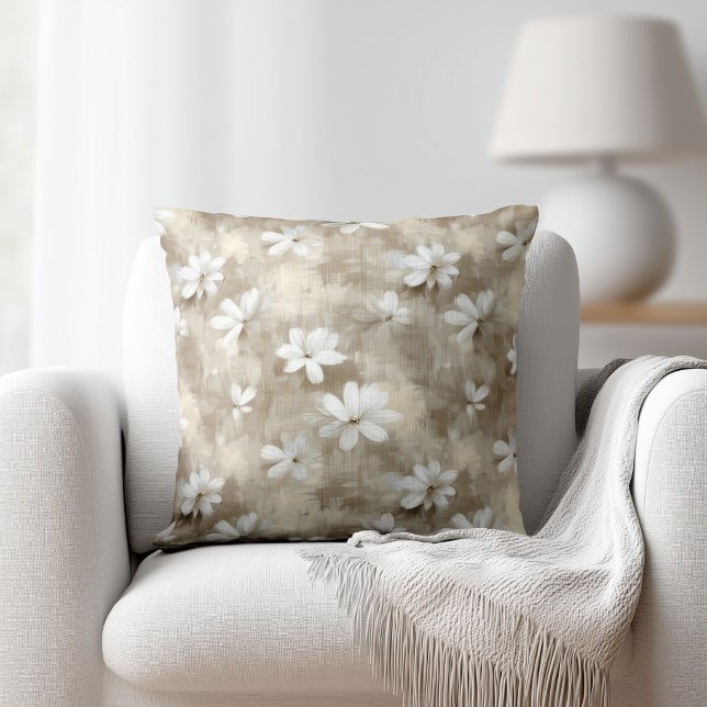 Coussin White Flowers Beige (Créateur téléchargé)