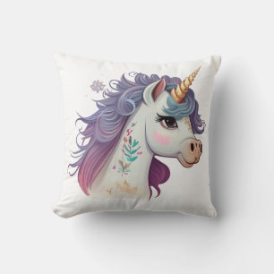Coussin White Girls' mignon Élégant Purple Magique Unicorn