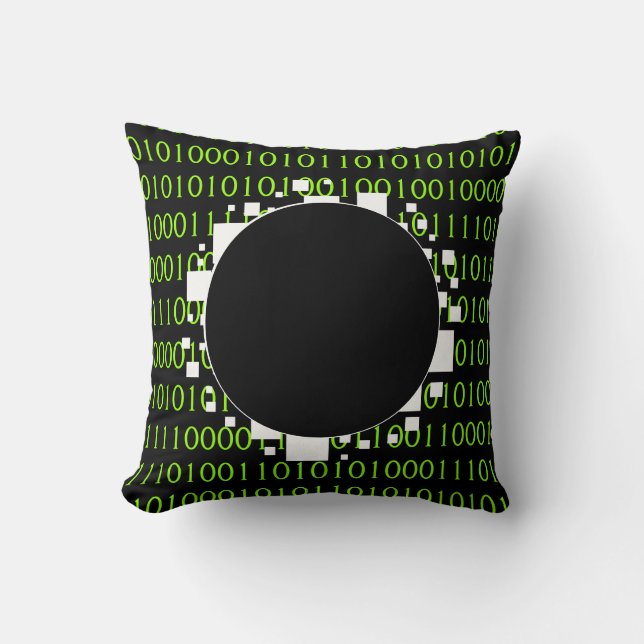 Coussin White Green 1s 0s Abyss Binary Code Digital Portal (Recto)