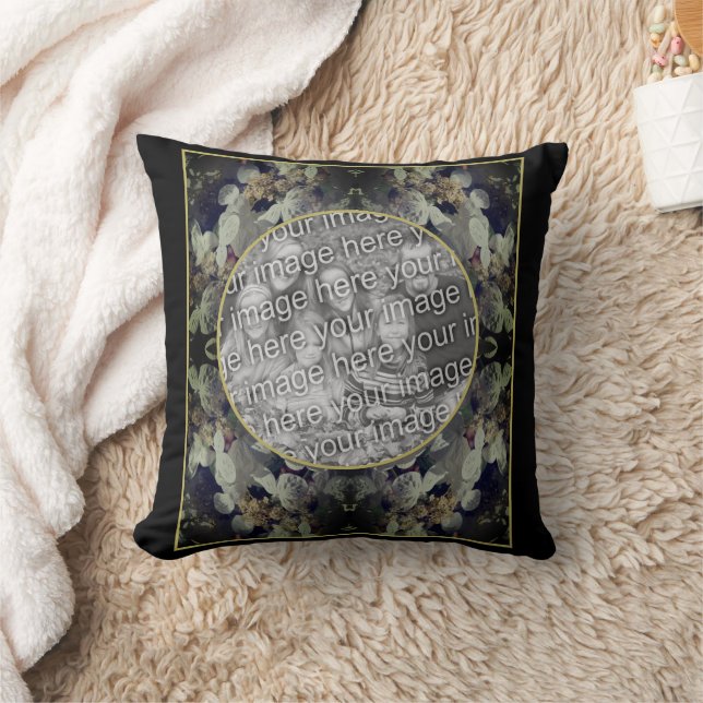 Coussin White Lacecap Hydrangea Frame Ajouter Votre Photo (Couverture)