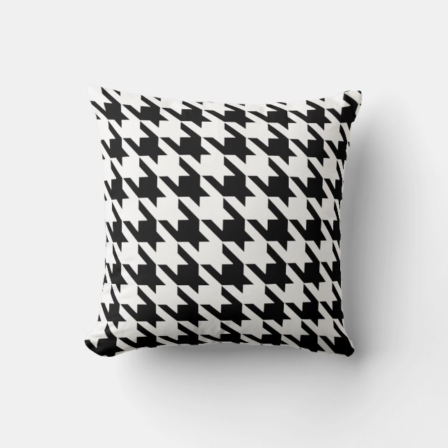 Coussin White Pied De Poule Houndstooth noir (Recto)
