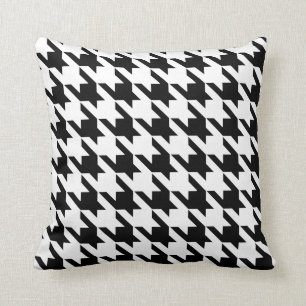 Coussin White Pied De Poule Houndstooth noir