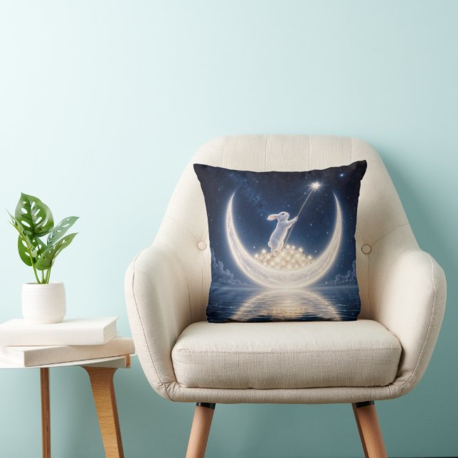 Coussin White Rabbit Collecting Stars (Chaise)