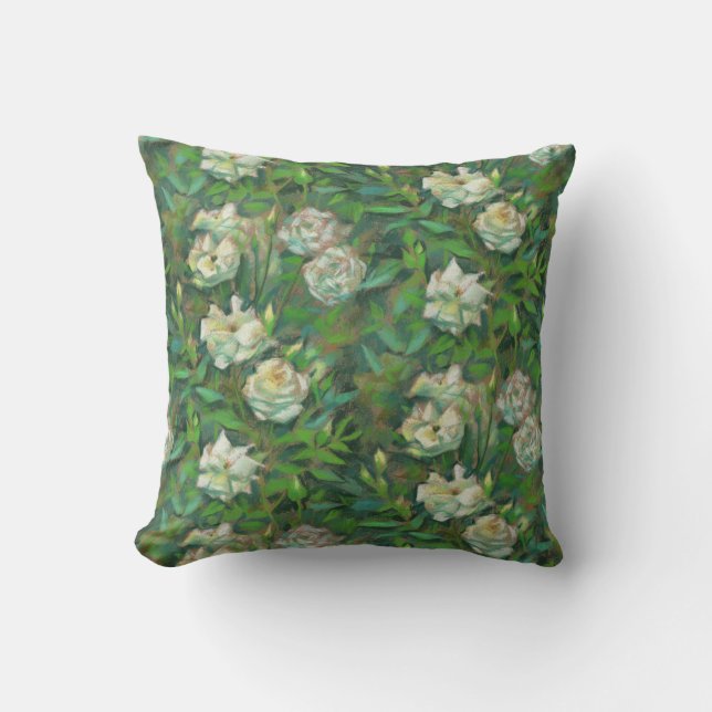Coussin White roses, green leaves, beautiful flowers (Recto)