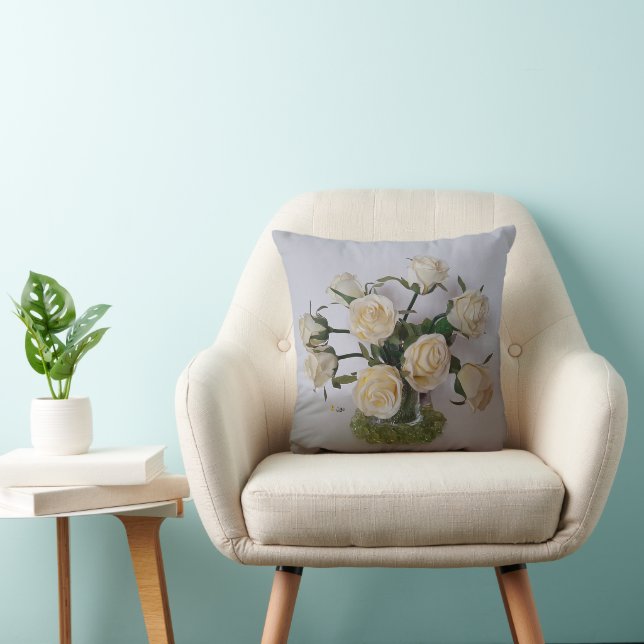COUSSIN WHITE ROSES IN A GREEN VASE (Chaise)