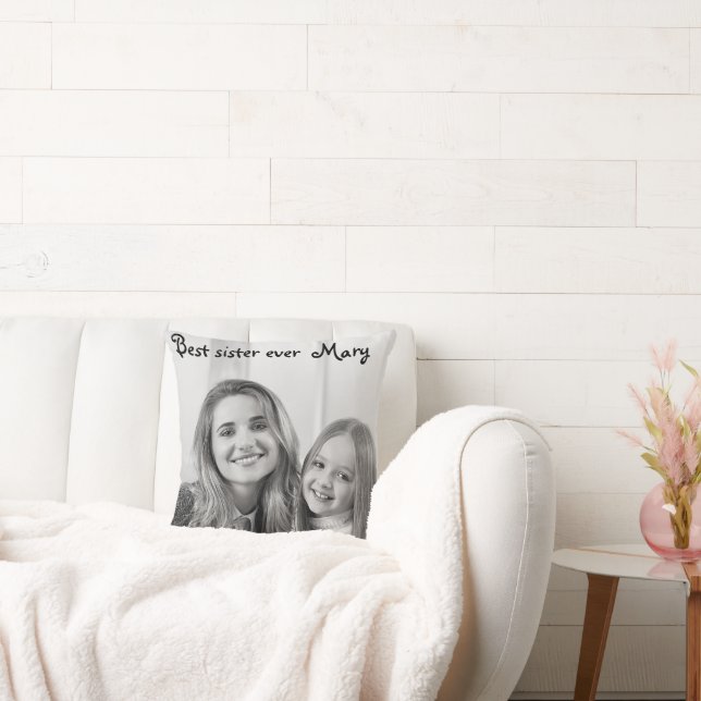 Coussin white unicorn best ever sister photo (Canapé)