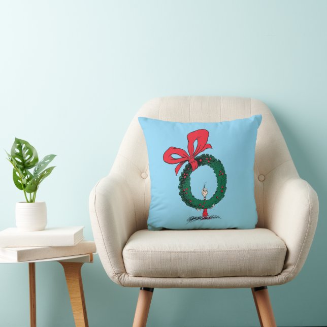 Coussin Who Peeking Through Christmas Wreath (Chaise)