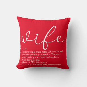 Coussin Wife Elegant Modern Chic Script Red Personalized