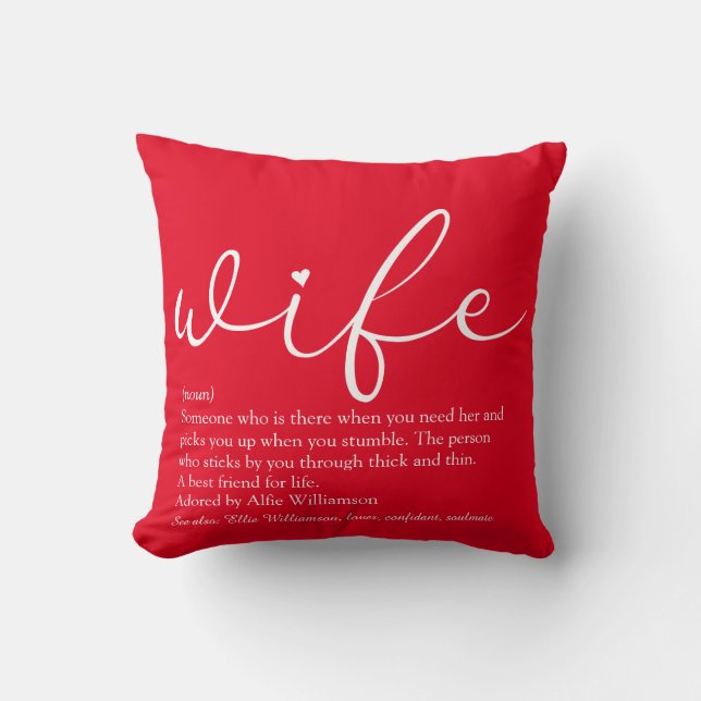 Coussin Wife Elegant Modern Chic Script Red Personalized (Recto)