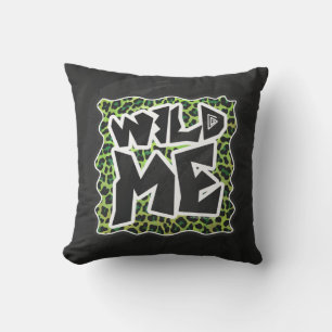Coussin Wild Me Leopard Design noir et vert
